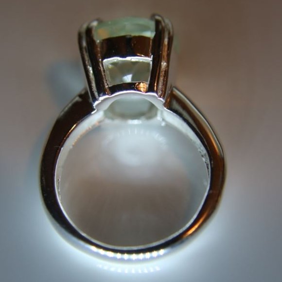 Prasiolite 6.34ct Platinum Solid Silver Ring - Picture 6 of 7